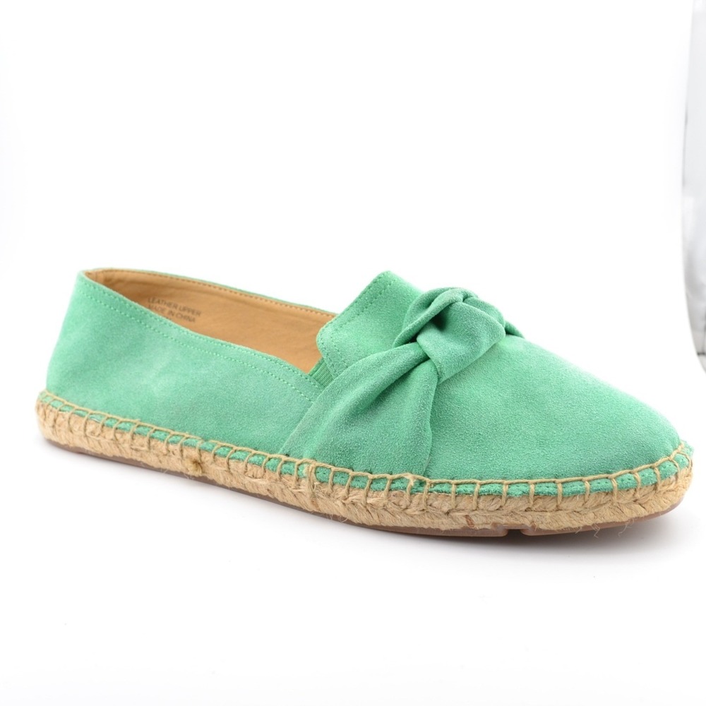 Talbots Espadrille Flats Women 8M Green Excellent Suede‎ Knotted Bow Womens